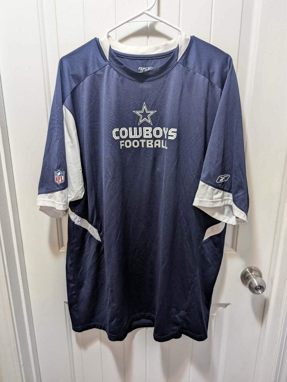 Vintage NFL Dallas Cowboys Reebok Play Dry Shirt Blue White Star Men's Size XL